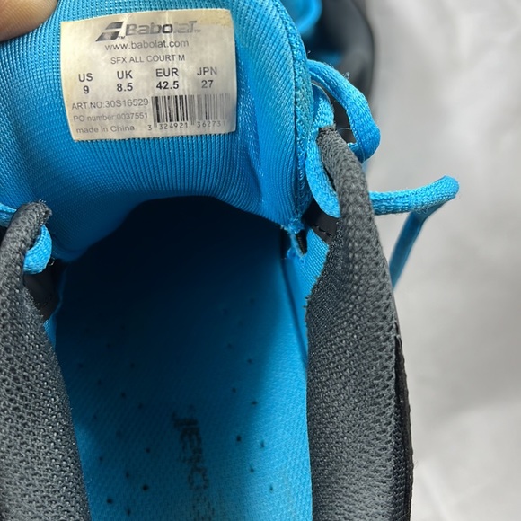 Babolat Tennis shoes size 9 in excellent used condition color blue and black - Picture 4 of 4